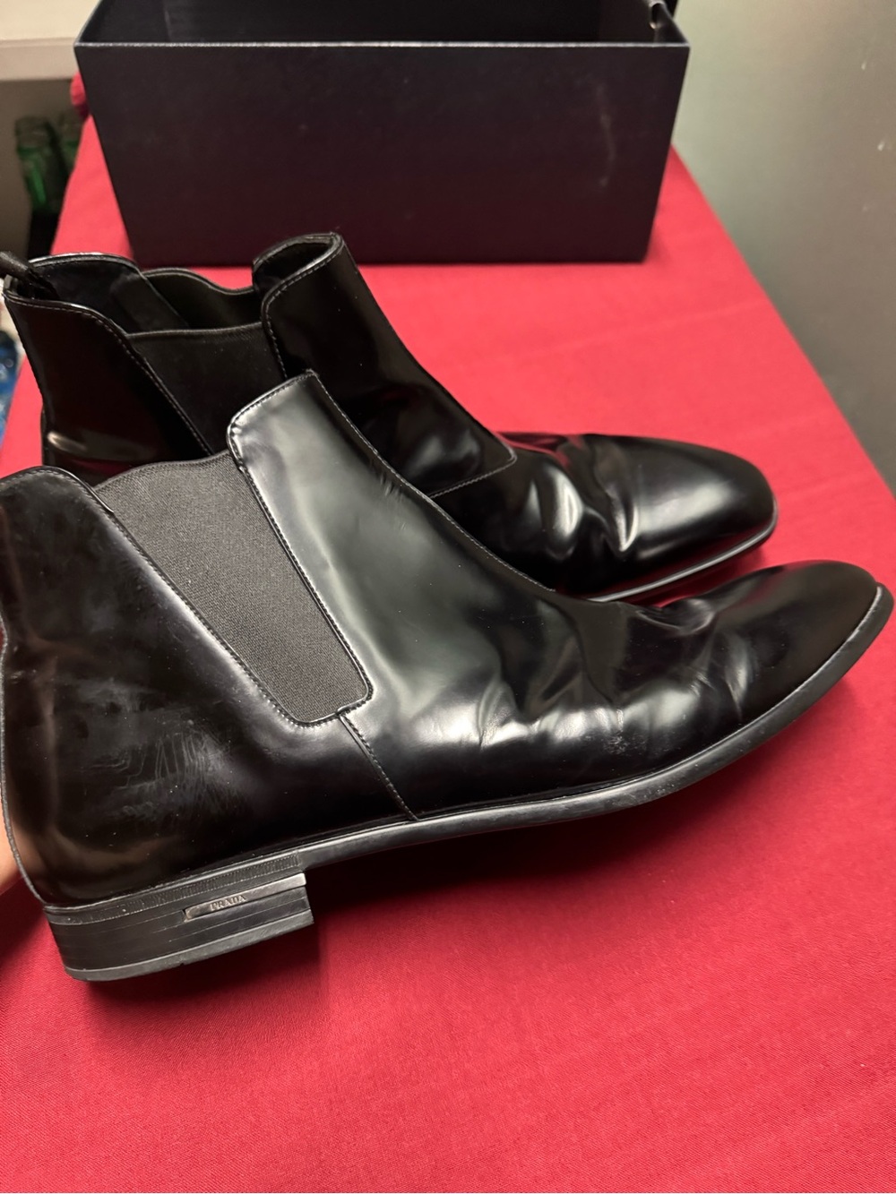 Prada Black Leather Slip-On with Gold Logo - Picture 8 of 16